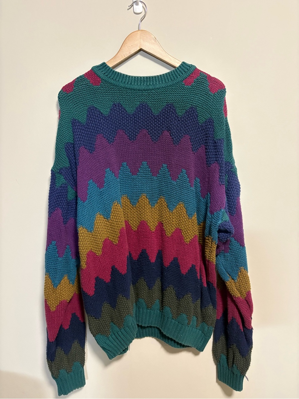 Vintage Old Glory ZigZag Multicolored Knit Sweater Size XL